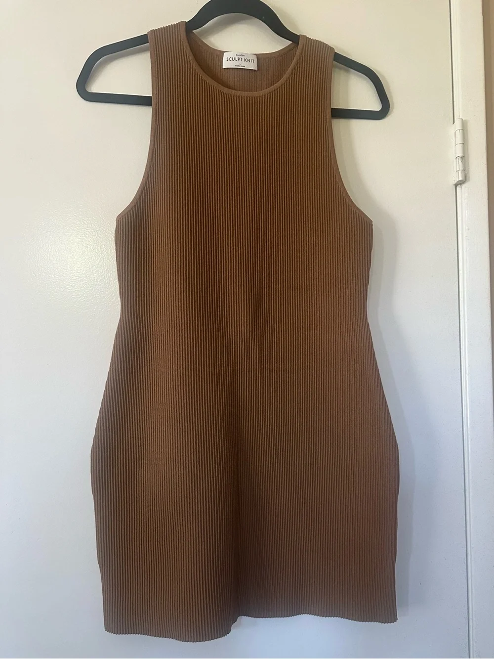 ARITZIA BABATON Sculpt Knit Ribbed Mini Dress Size L Racerback - Picture 3 of 5